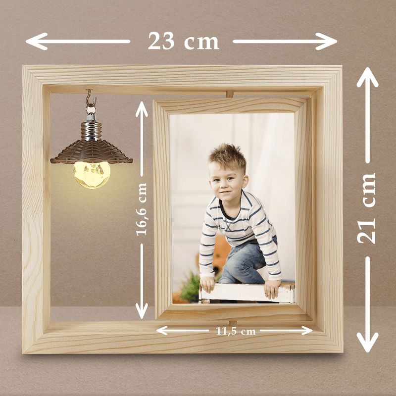 Fotografia dziecka - Druk na szkle w drewnianej ramce + led, spersonalizowany prezent dla dziecka - Adamell.pl