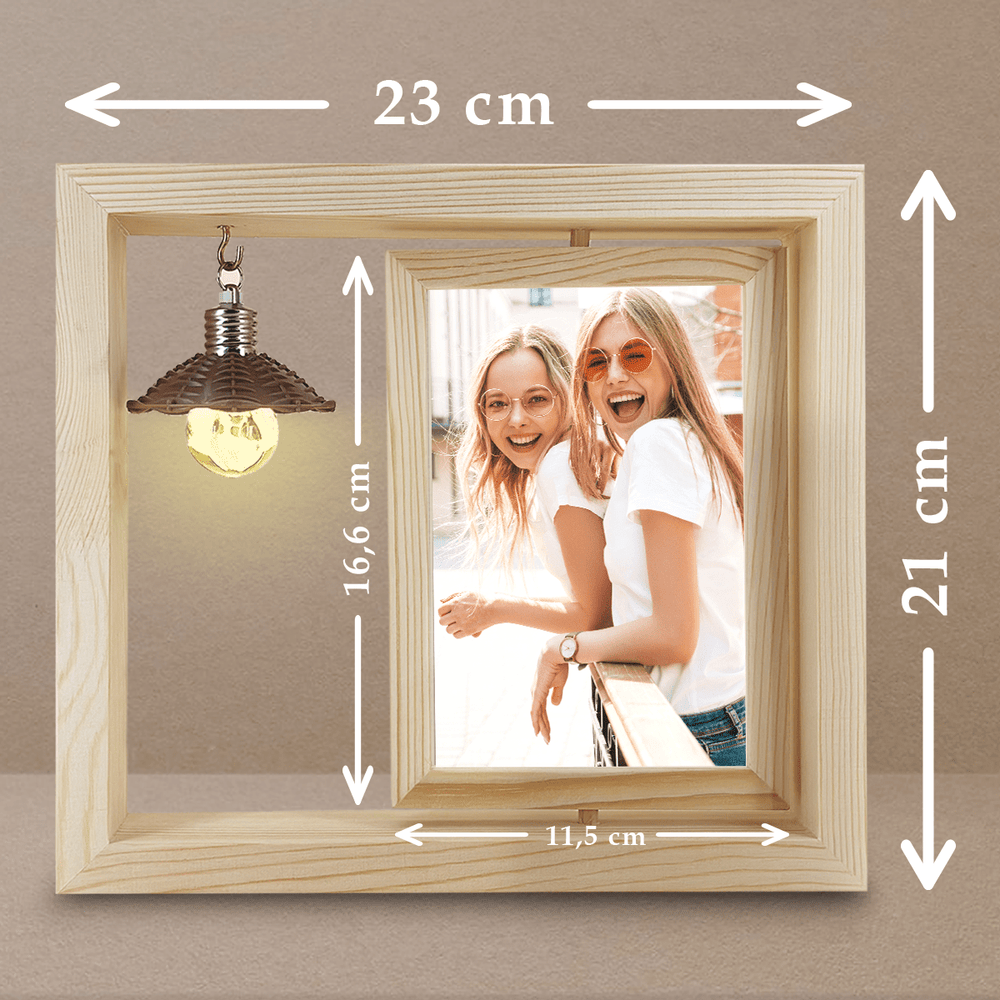 Fotografia przyjaciółek - Druk na szkle w drewnianej ramce + led, spersonalizowany prezent dla przyjaciółki - Adamell.pl