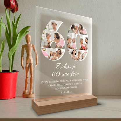 Fotokolaż 60 urodziny - Druk na szkle, spersonalizowany prezent - Adamell.pl