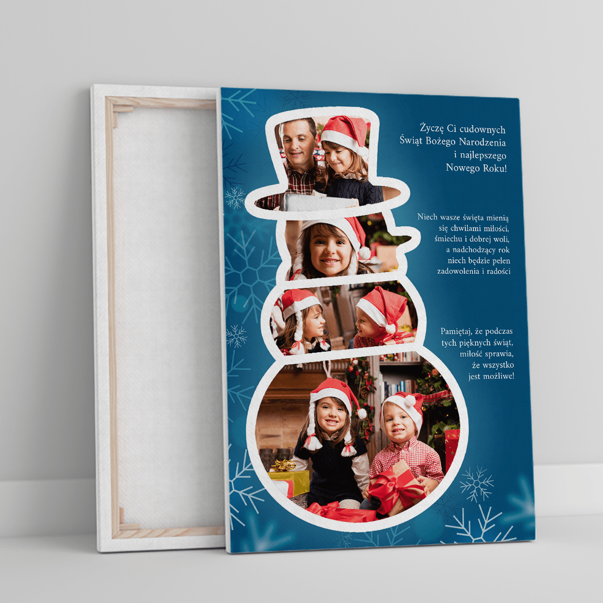 Fotokolaż bałwanek - druk na płótnie, spersonalizowany prezent dla dziecka - Adamell.pl