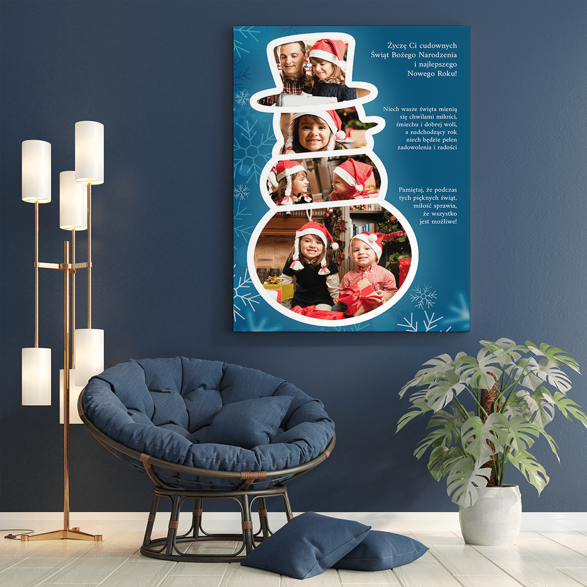 Fotokolaż bałwanek - druk na płótnie, spersonalizowany prezent dla dziecka - Adamell.pl