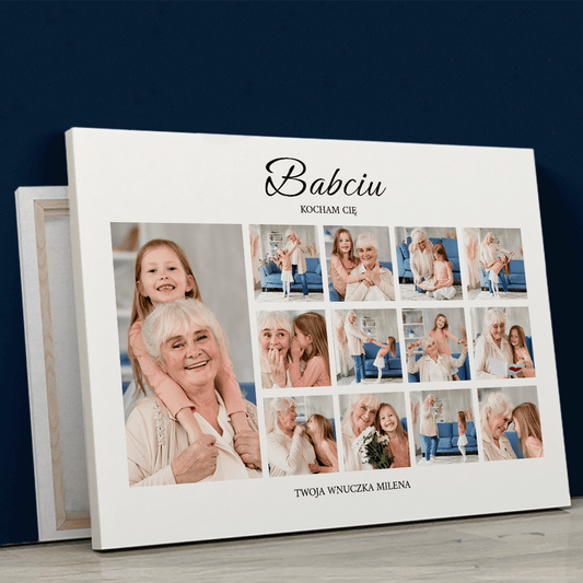 Fotokolaż dla babci - druk na płótnie, spersonalizowany prezent dla babci - Adamell.pl