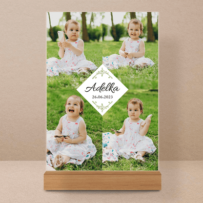 Fotokolaż + imię dziecka - Druk na szkle, spersonalizowany prezent dla dziecka - Adamell.pl
