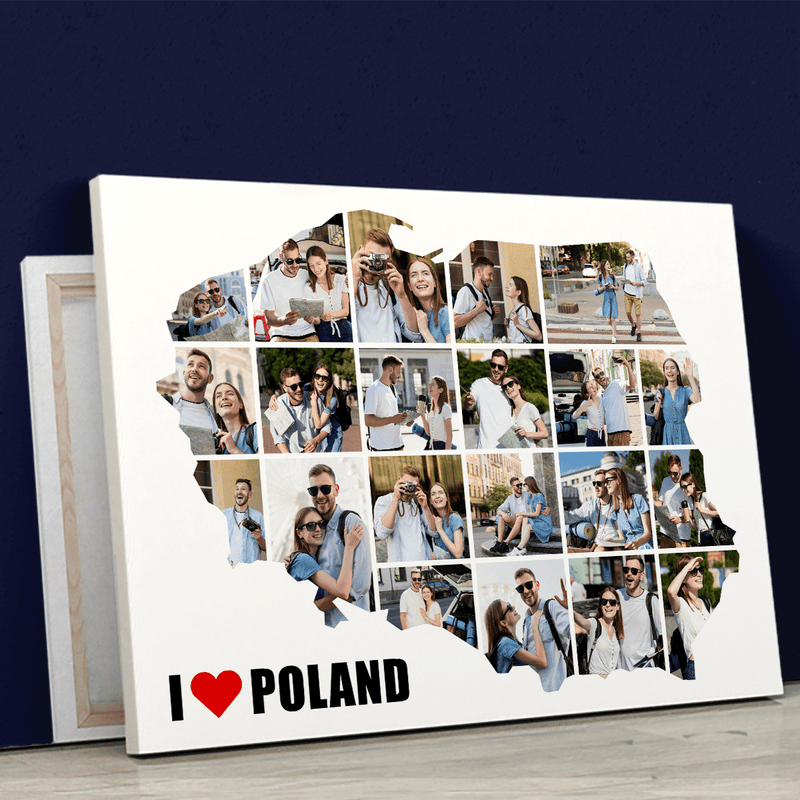 Fotomapa Polska - druk na płótnie, spersonalizowany prezent dla pary - Adamell.pl