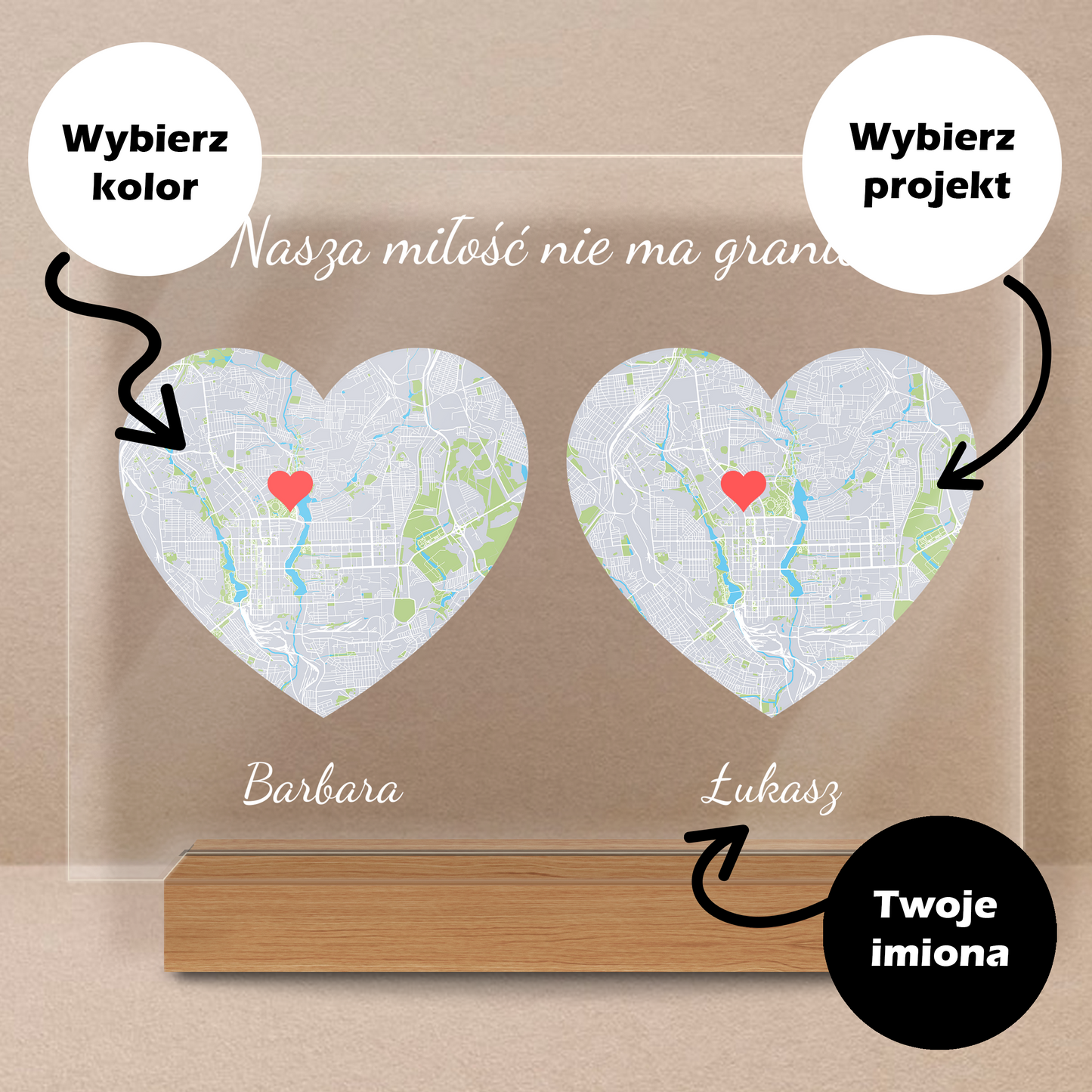 Miłość nie ma granic - Druk na szkle, spersonalizowany prezent