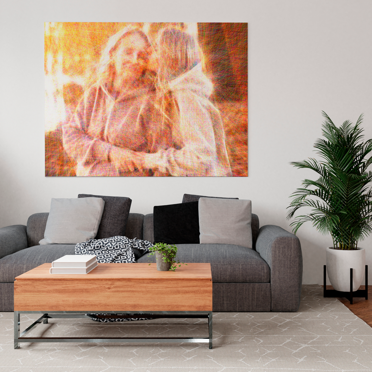 Portret z linii - druk na płótnie, spersonalizowany prezent