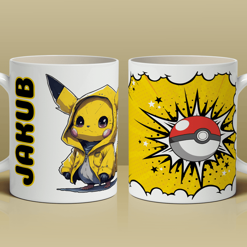 Grafika Pikachu + imię - 1x Kubek z nadrukiem, spersonalizowany prezent dla dziecka - Adamell.pl
