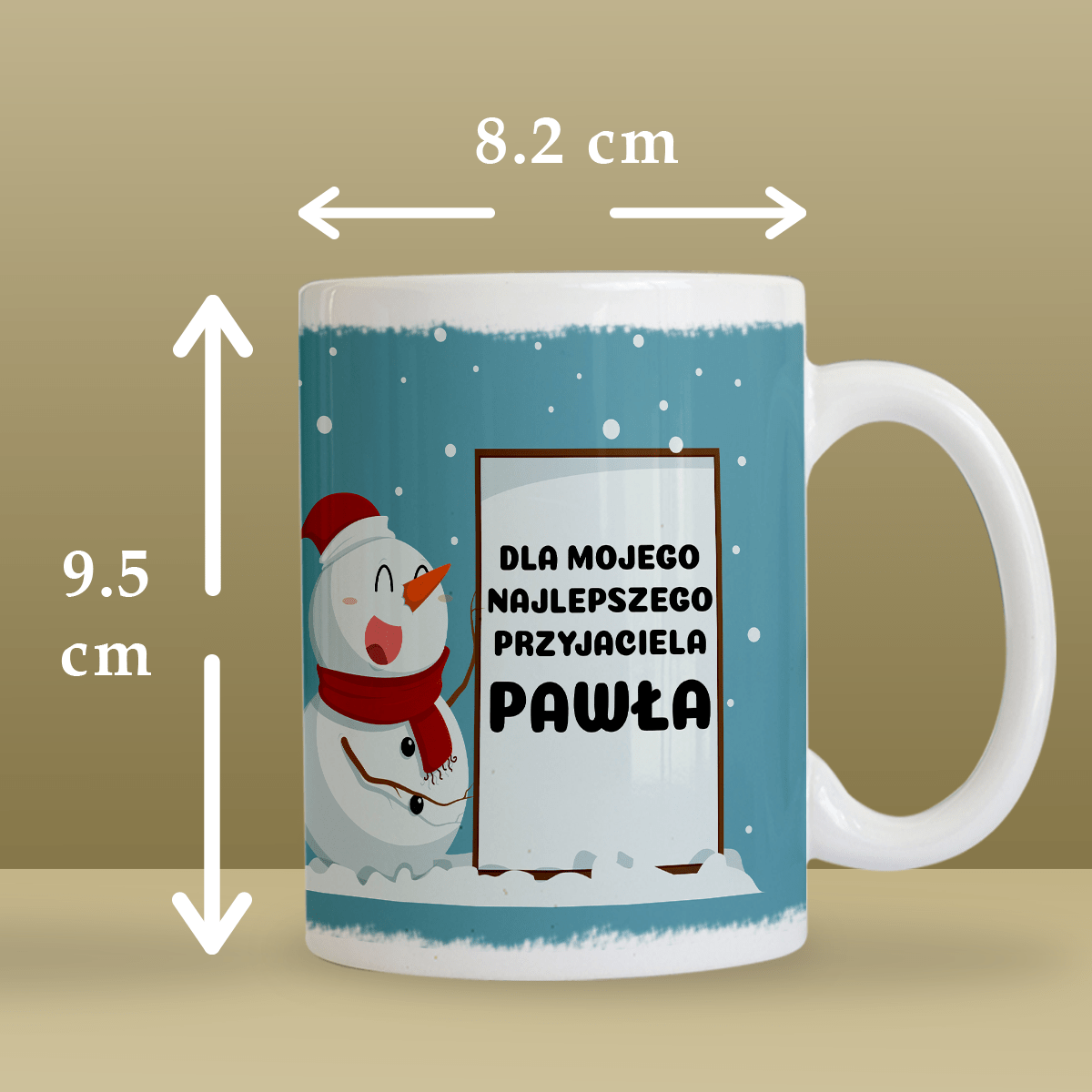 Grafika z bałwanem - Kubek z nadrukiem, spersonalizowany prezent - Adamell.pl
