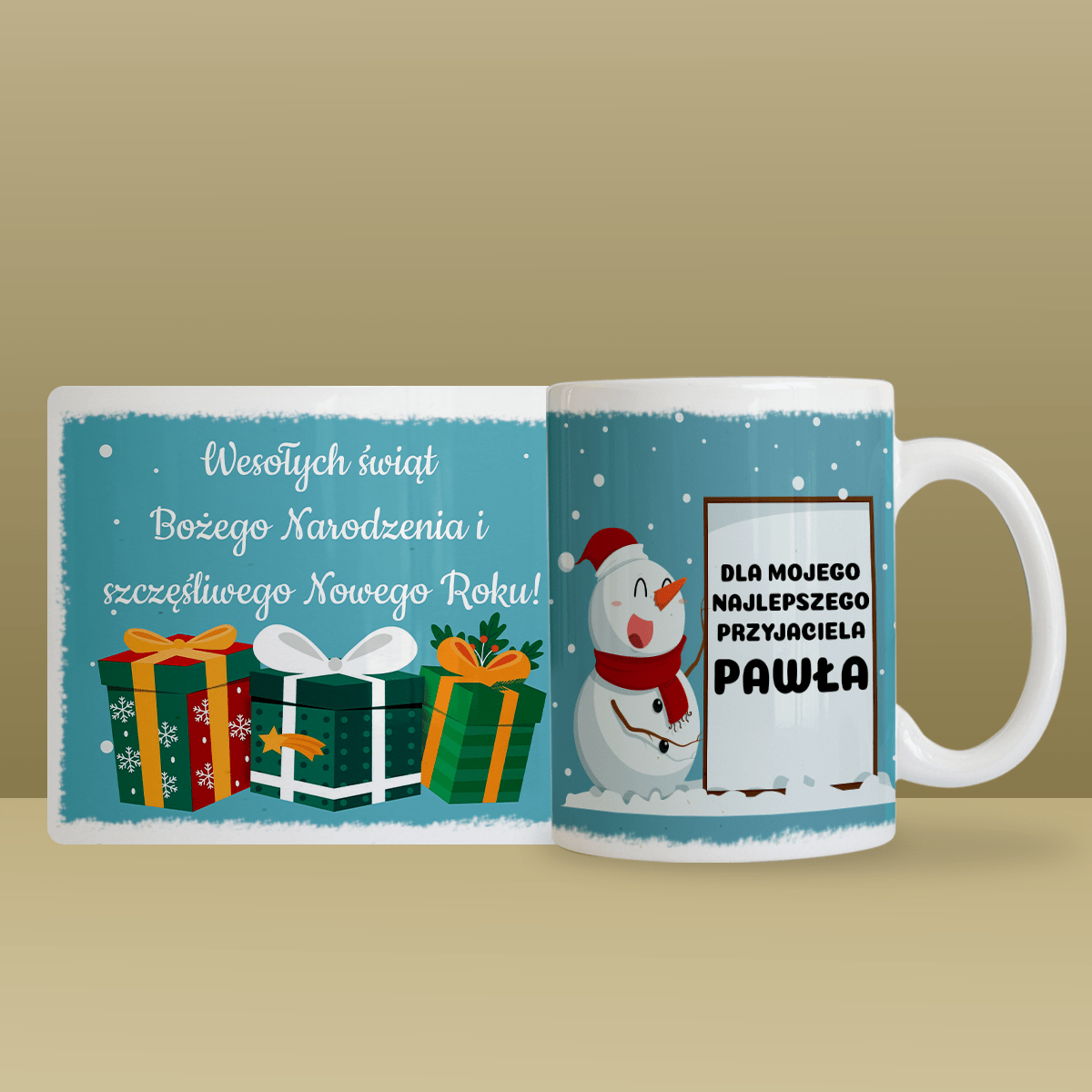 Grafika z bałwanem - Kubek z nadrukiem, spersonalizowany prezent - Adamell.pl