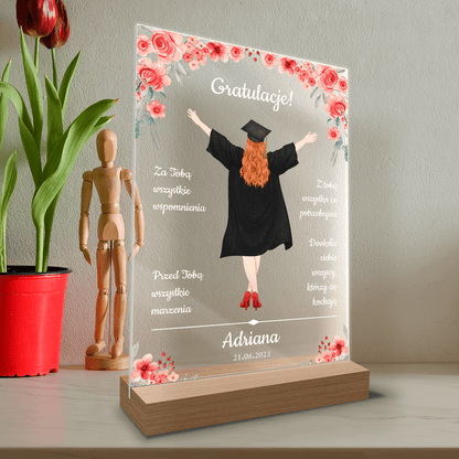 Gratulacje na zakończenie studiów - Druk na szkle, spersonalizowany prezent dla przyjaciółki - Adamell.pl