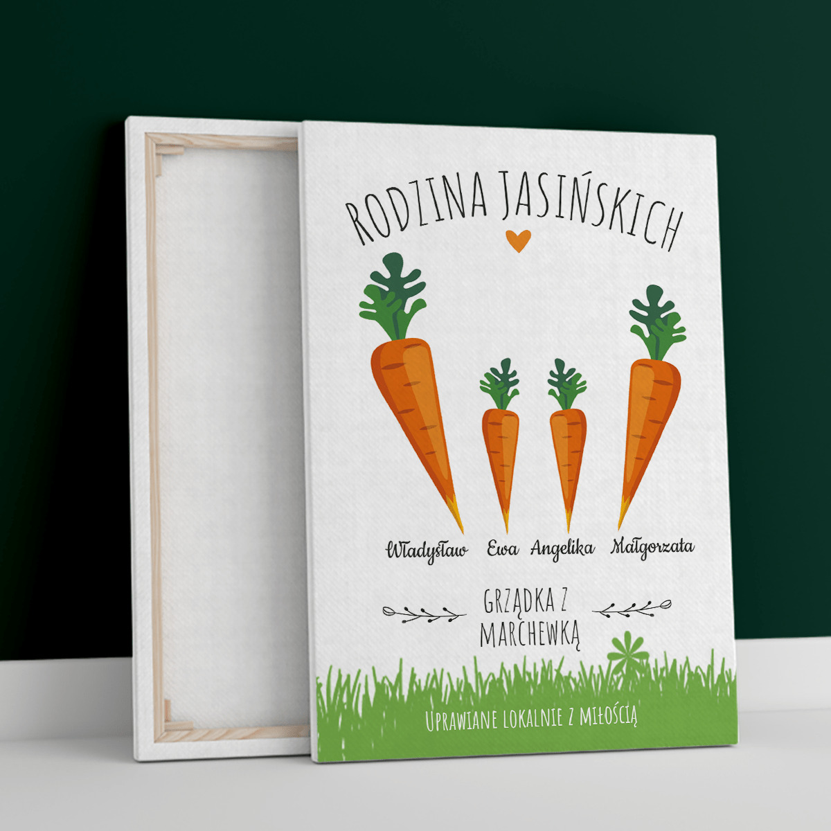 Grządka z marchewką - druk na płótnie, spersonalizowany prezent na Wielkanoc - Adamell.pl