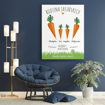 Grządka z marchewką - druk na płótnie, spersonalizowany prezent na Wielkanoc - Adamell.pl