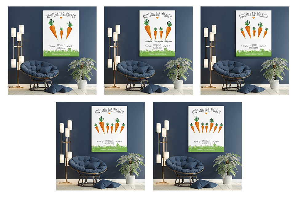 Grządka z marchewką - druk na płótnie, spersonalizowany prezent na Wielkanoc - Adamell.pl