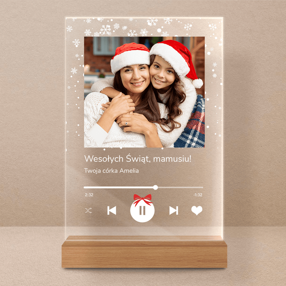 Gwiazdkowe życzenia Spotify - Druk na szkle, spersonalizowany prezent dla mamy - Adamell.pl