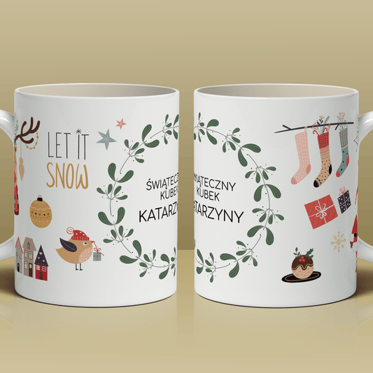 Gwiazdkowy klimat - 1x Kubek z nadrukiem, spersonalizowany prezent dla przyjaciółki - Adamell.pl