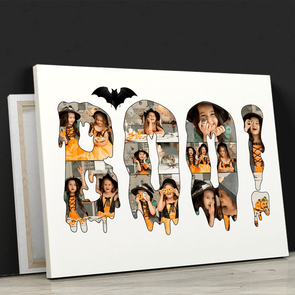 Halloween grafika Boo! - druk na płótnie, spersonalizowany prezent dla dziecka - Adamell.pl