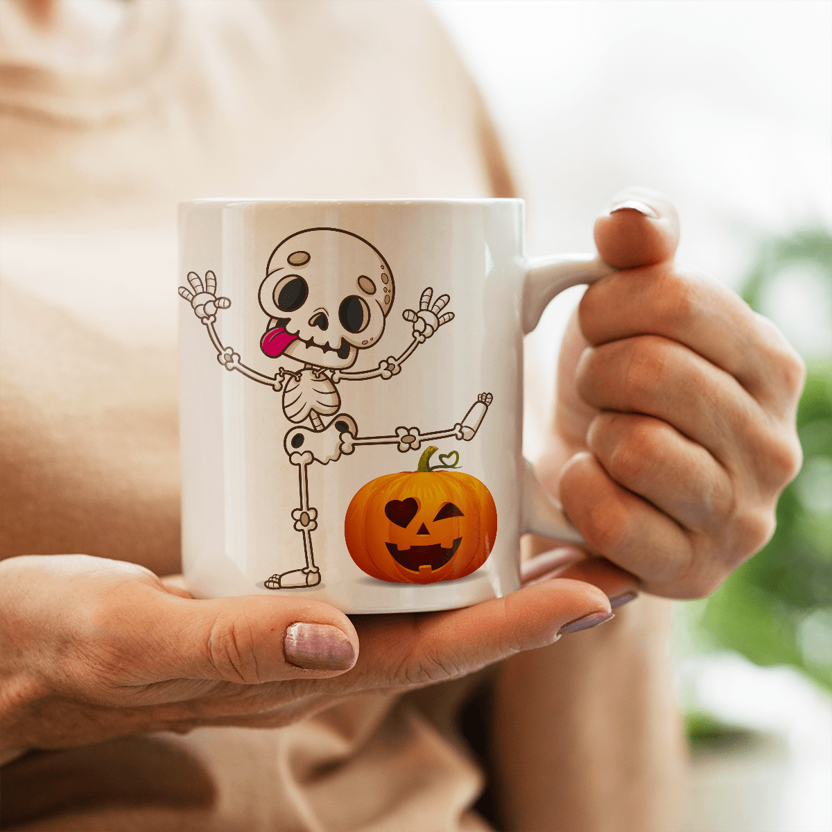 Halloween grafika + imię - 1x Kubek z nadrukiem, spersonalizowany prezent dla przyjaciela - Adamell.pl