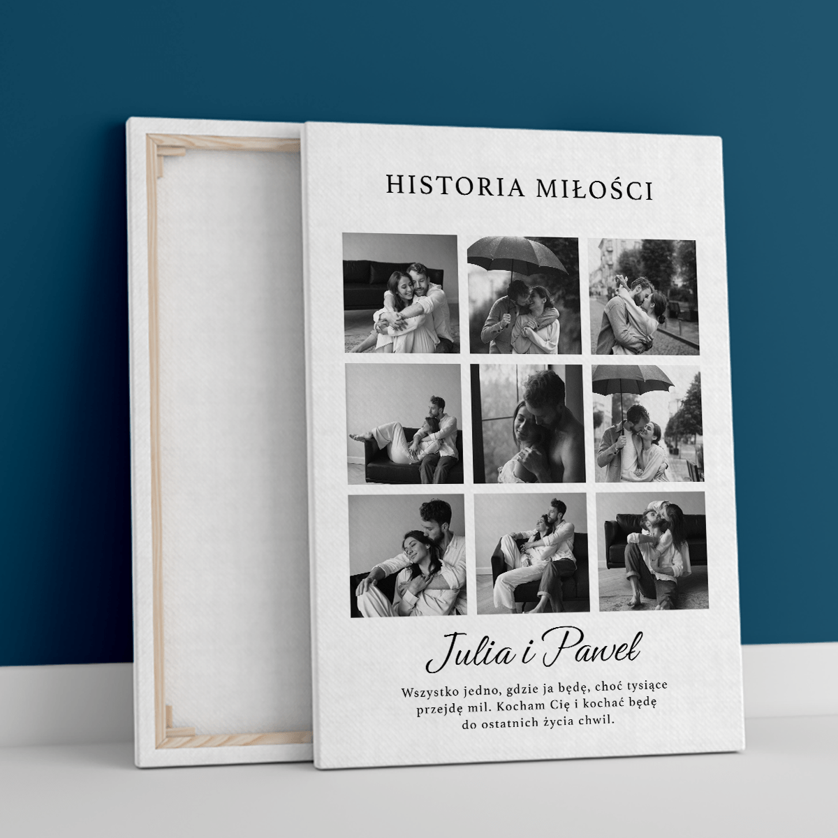 Historia naszej miłości - druk na płótnie, spersonalizowany prezent dla pary - Adamell.pl