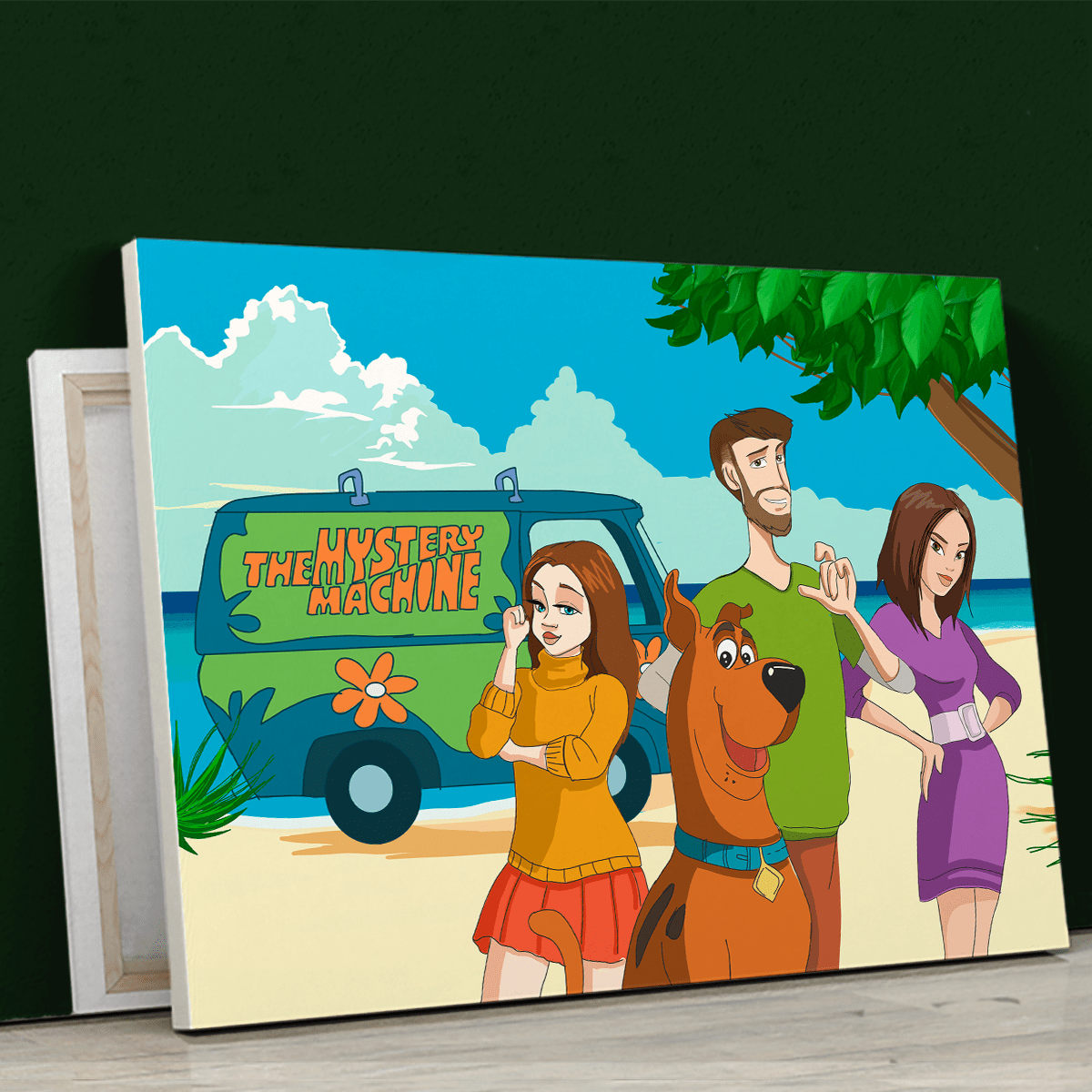 Ilustracja w stylu Scooby Doo - druk na płótnie, spersonalizowany prezent dla przyjaciela - Adamell.pl