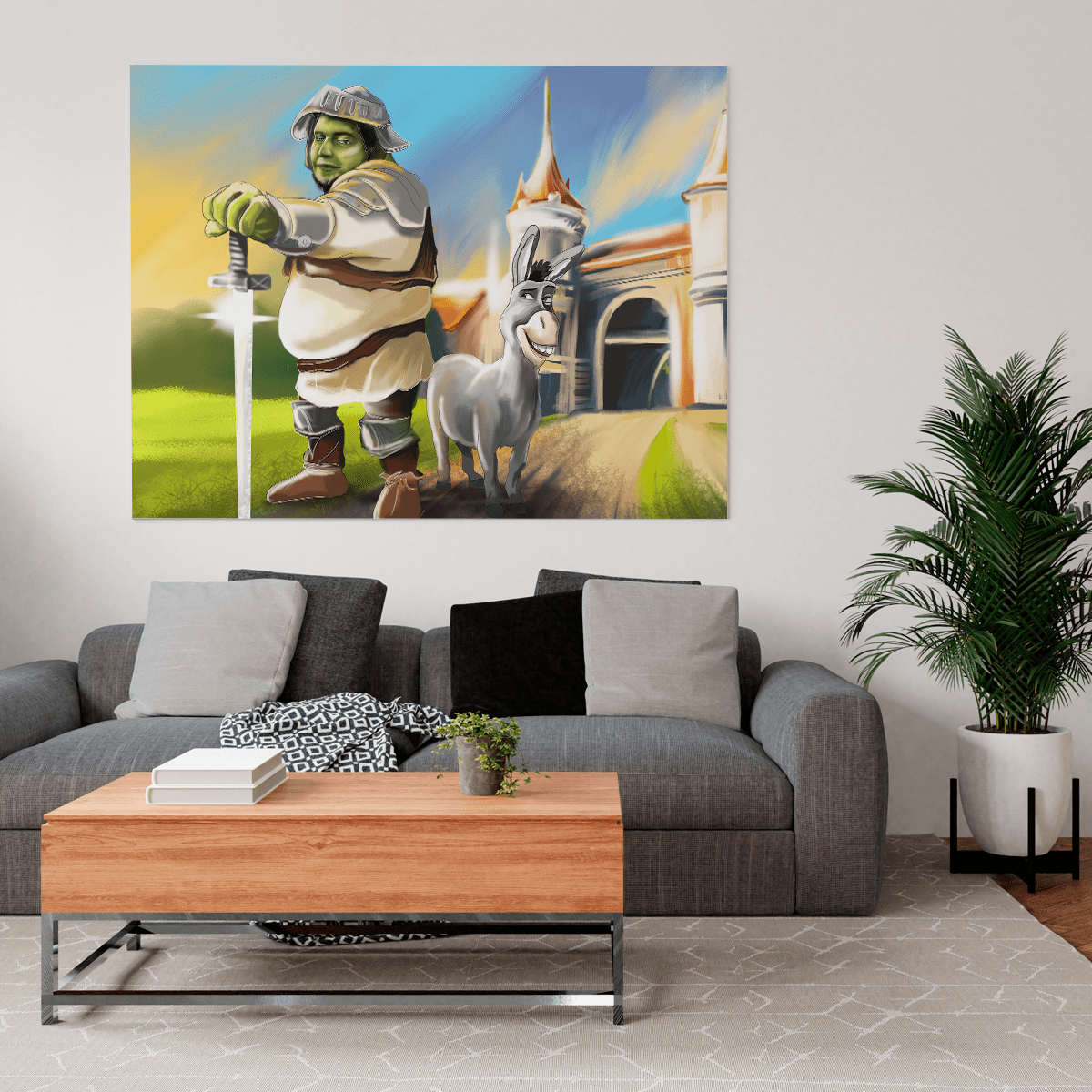 Ilustracja w stylu Shreka - Druk na płótnie, spersonalizowany prezent dla chłopaka - Adamell.pl