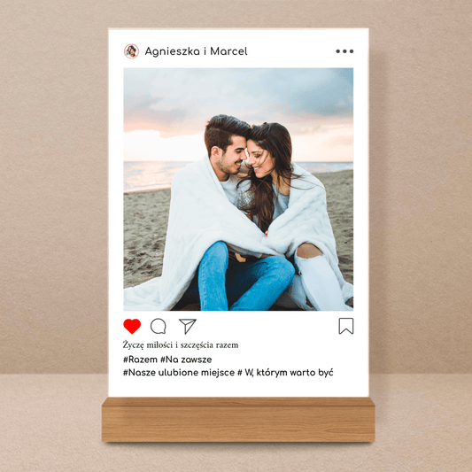 Instagram para - Druk na szkle, spersonalizowany prezent dla pary - Adamell.pl