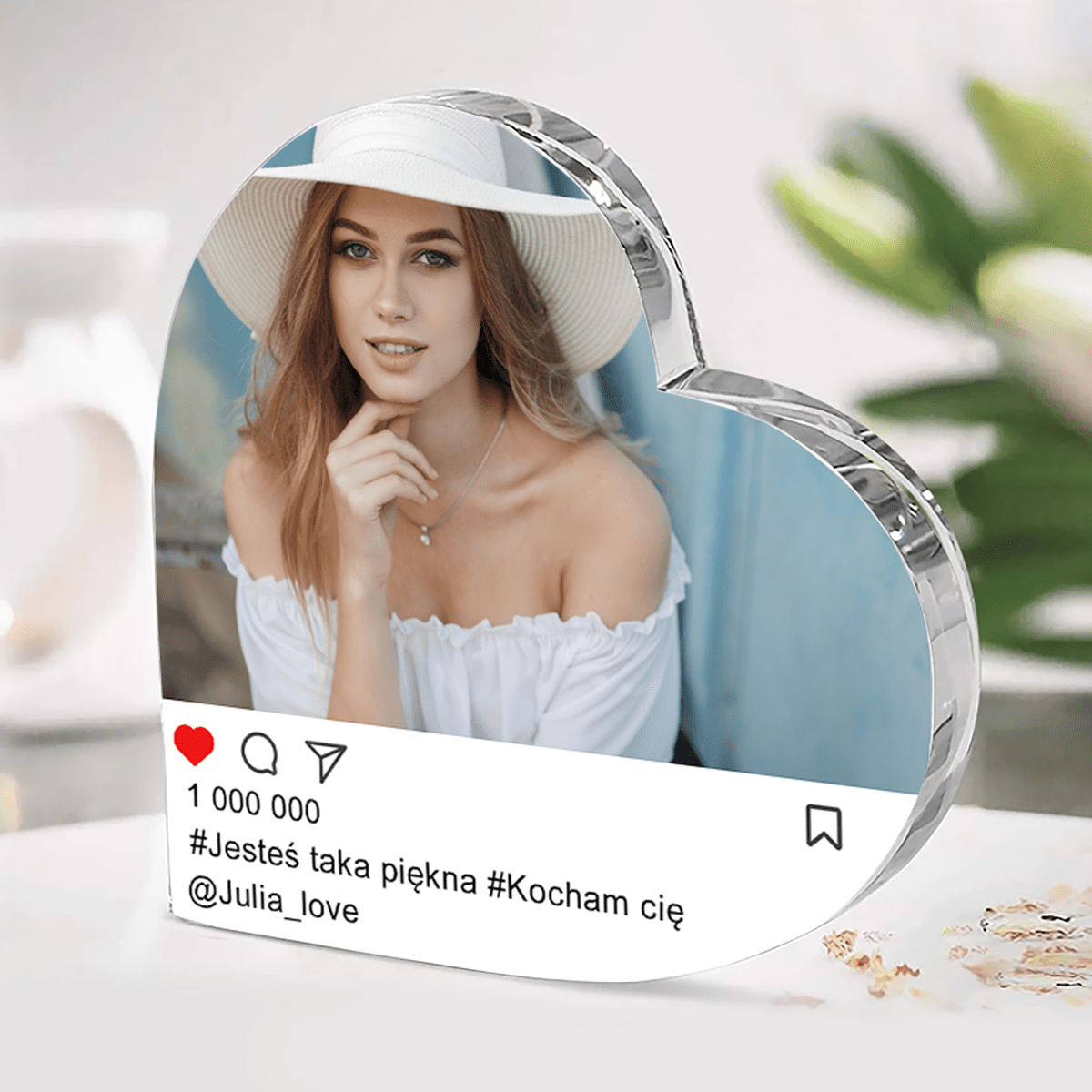 Instagramowy post - Szklane serce, spersonalizowany prezent dla niej - Adamell.pl