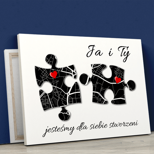 Ja i ty puzzle - druk na płótnie, spersonalizowany prezent dla pary - Adamell.pl