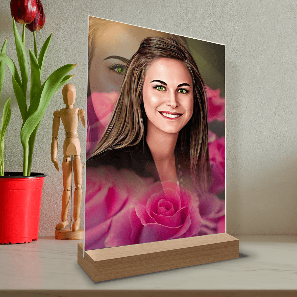 Jednoosobowy portret dziewczyny - Druk na szkle, spersonalizowany prezent - Adamell.pl - Wyjątkowe Prezenty