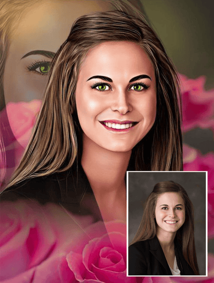 Jednoosobowy portret dziewczyny - Druk na szkle, spersonalizowany prezent - Adamell.pl - Wyjątkowe Prezenty