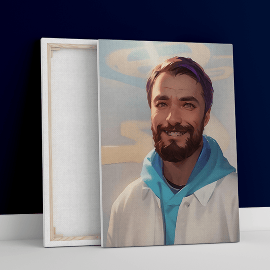 Jednoosobowy portret rysunkowy - druk na płótnie, spersonalizowany prezent - Adamell.pl - Wyjątkowe Prezenty