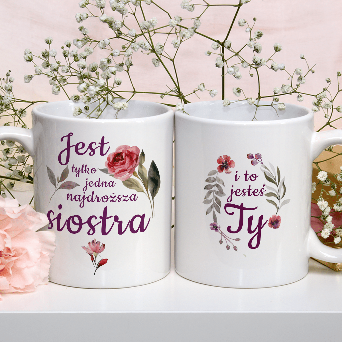 Jedyna siostra - 1x Kubek z nadrukiem, spersonalizowany prezent dla siostry - Adamell.pl