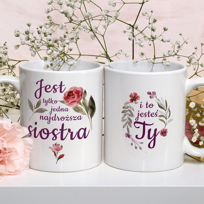 Jedyna siostra - 1x Kubek z nadrukiem, spersonalizowany prezent dla siostry - Adamell.pl