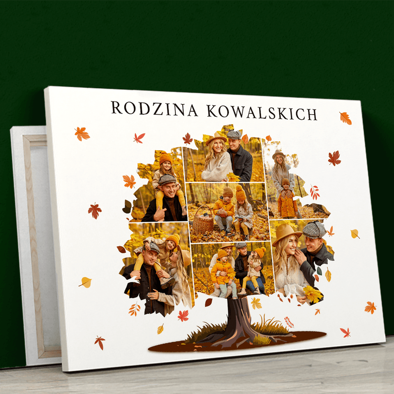 Jesienne drzewo ze zdjęć - druk na płótnie, spersonalizowany prezent dla dziadków - Adamell.pl