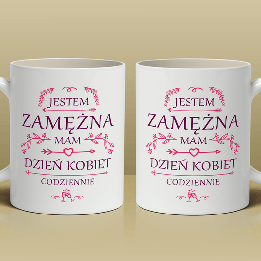 Jestem zamężna - 1x Kubek z nadrukiem, spersonalizowany prezent dla kobiety - Adamell.pl