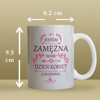 Jestem zamężna - 1x Kubek z nadrukiem, spersonalizowany prezent dla kobiety - Adamell.pl
