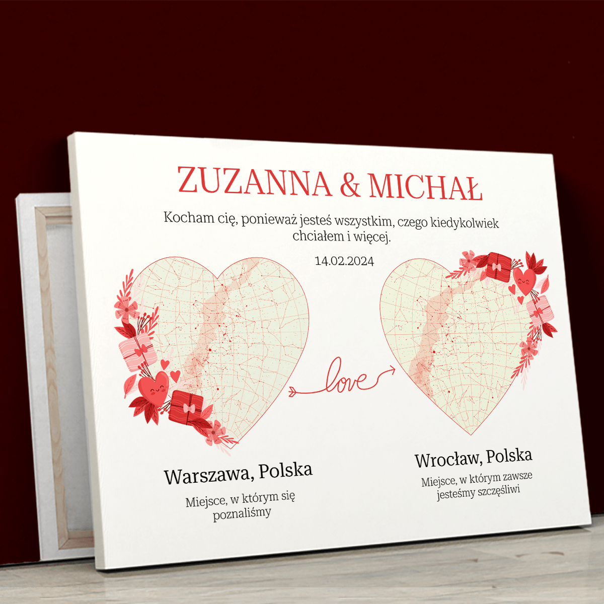 Jesteś dla mnie wszystkim - druk na płótnie, spersonalizowany prezent dla par - Adamell.pl