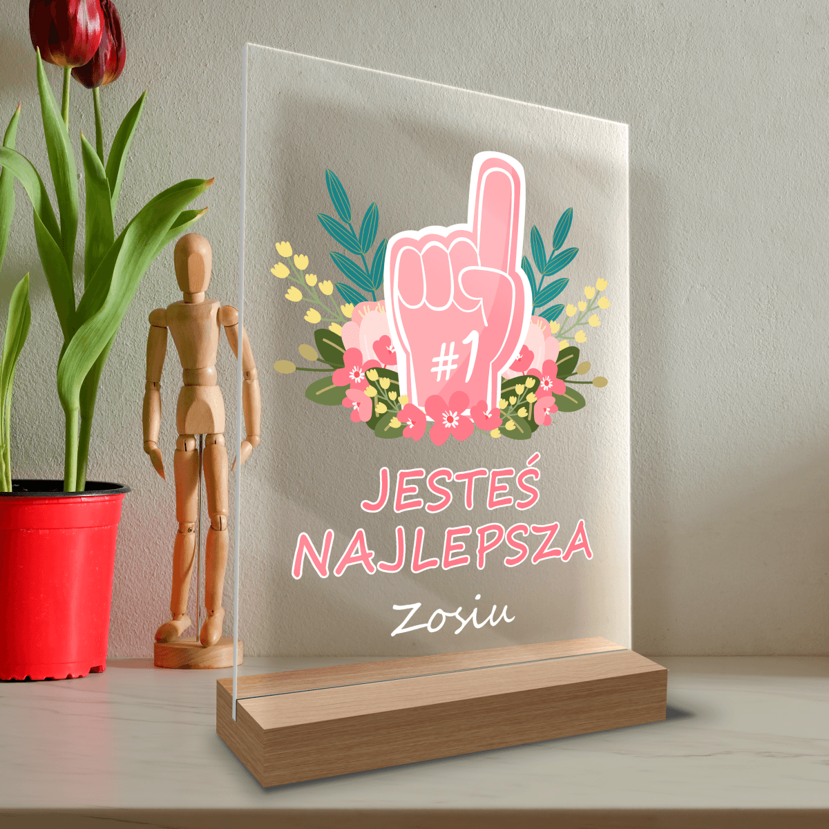 Jesteś najlepsza - Druk na szkle, spersonalizowany prezent dla niej - Adamell.pl - Wyjątkowe Prezenty