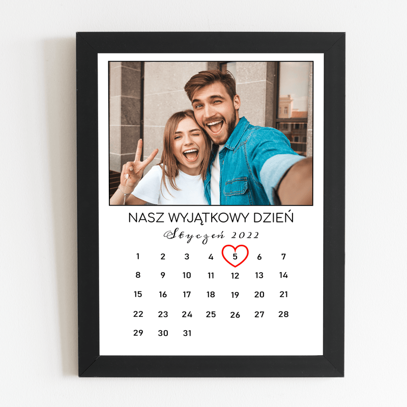 Kalendarz z Twoją datą - Druk na szkle, spersonalizowany prezent dla pary - Adamell.pl