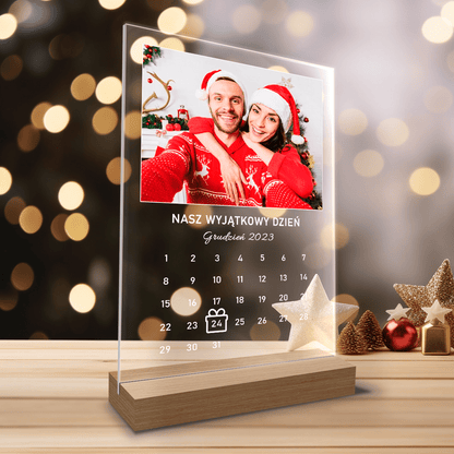 Kalendarz ze zdjęciem świątecznym - Druk na szkle, spersonalizowany prezent dla pary - Adamell.pl