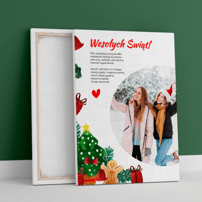 Kartka świąteczna - druk na płótnie, spersonalizowany prezent dla przyjaciółki - Adamell.pl