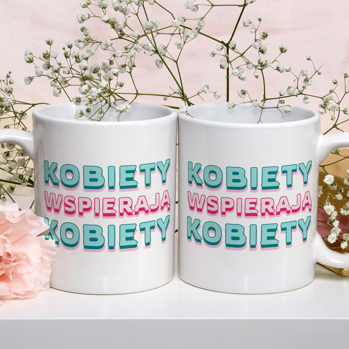 Kobiety wspierają kobiety - 1x Kubek z nadrukiem, spersonalizowany prezent dla kobiety - Adamell.pl