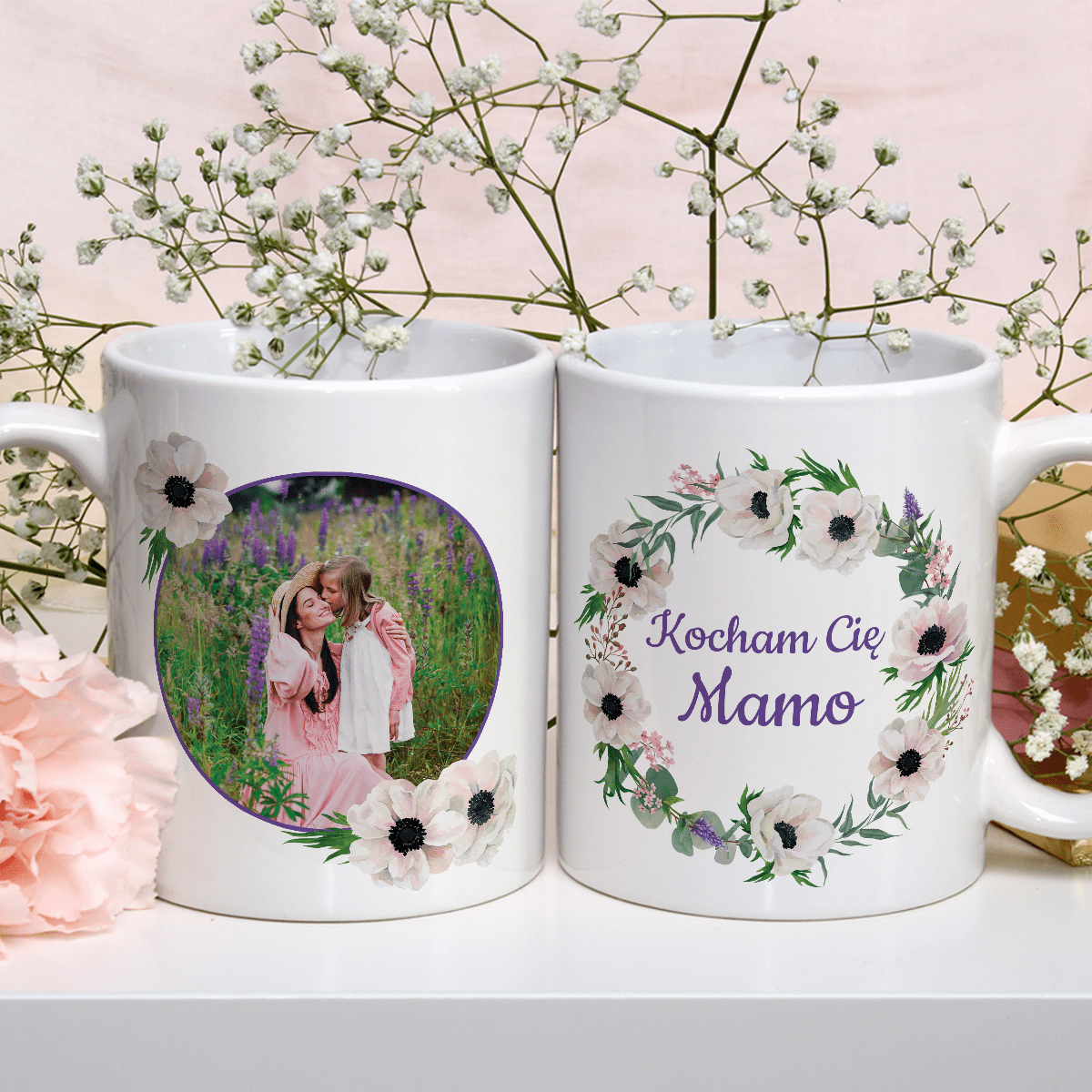 Kocham Cię Mamo - 1x Kubek z nadrukiem, spersonalizowany prezent dla mamy - Adamell.pl