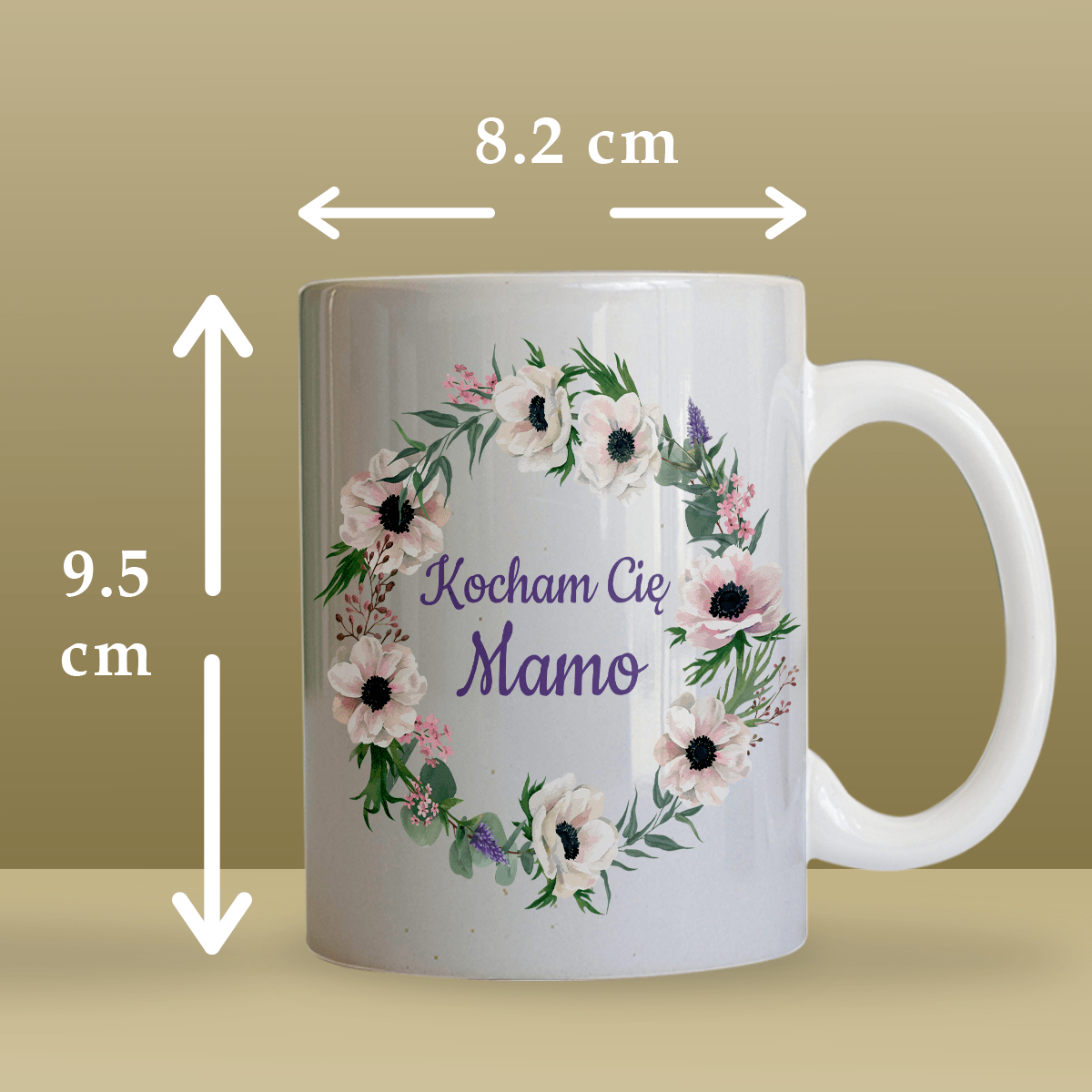 Kocham Cię Mamo - 1x Kubek z nadrukiem, spersonalizowany prezent dla mamy - Adamell.pl