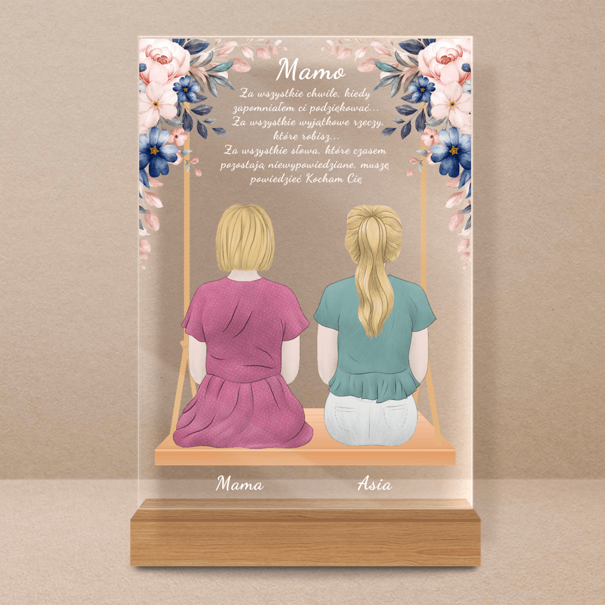 Kocham Cię, mamo - Druk na szkle, spersonalizowany prezent dla mamy - Adamell.pl - Wyjątkowe Prezenty