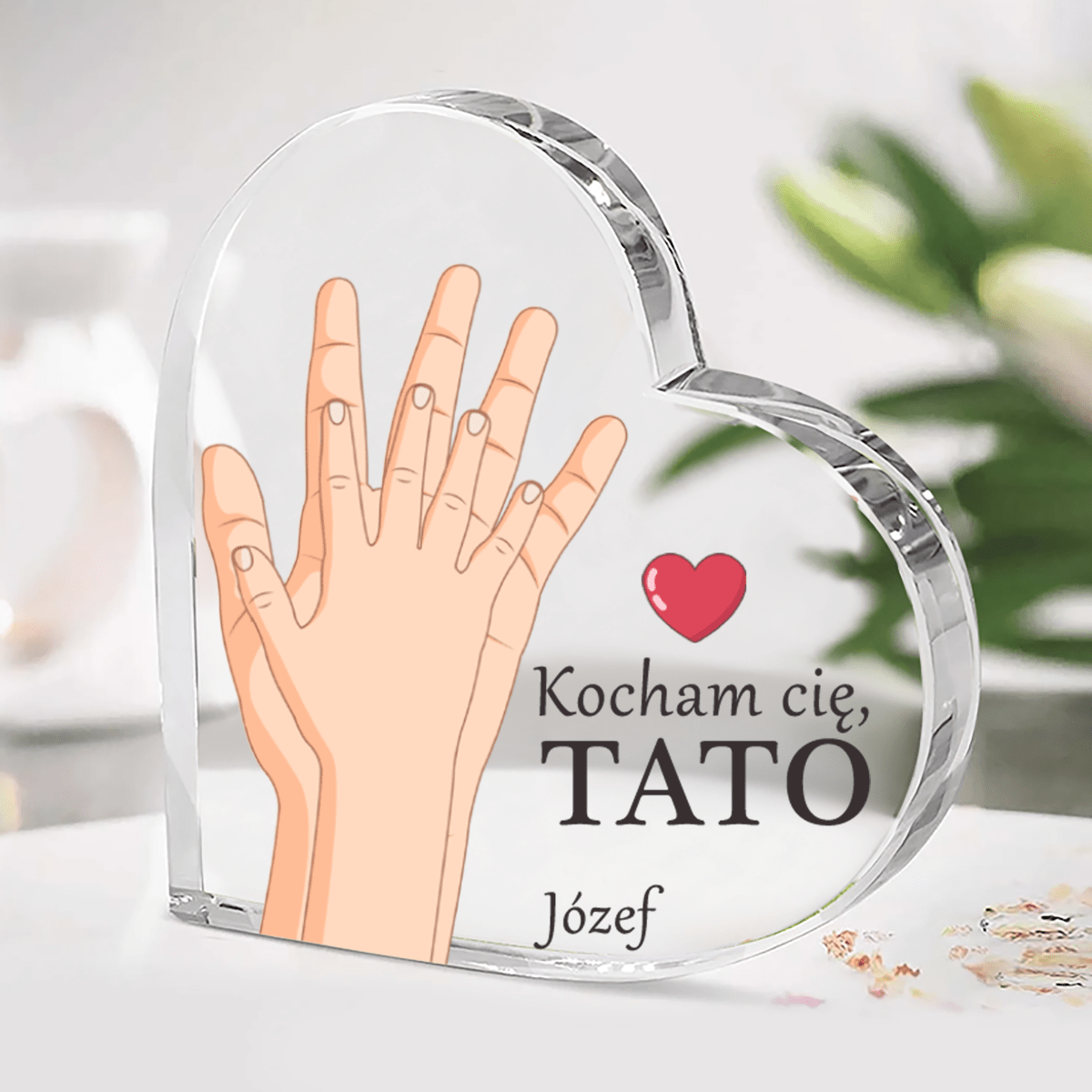 Kocham Cię, tatusiu - Szklane serce, spersonalizowany prezent dla taty - Adamell.pl