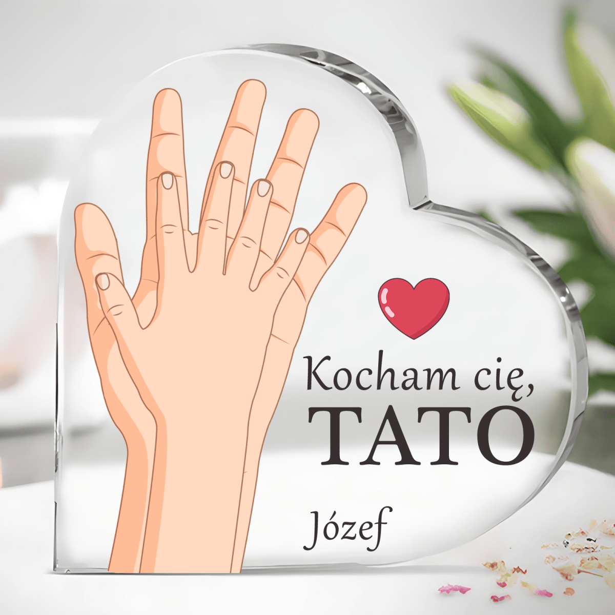 Kocham Cię, tatusiu - Szklane serce, spersonalizowany prezent dla taty - Adamell.pl