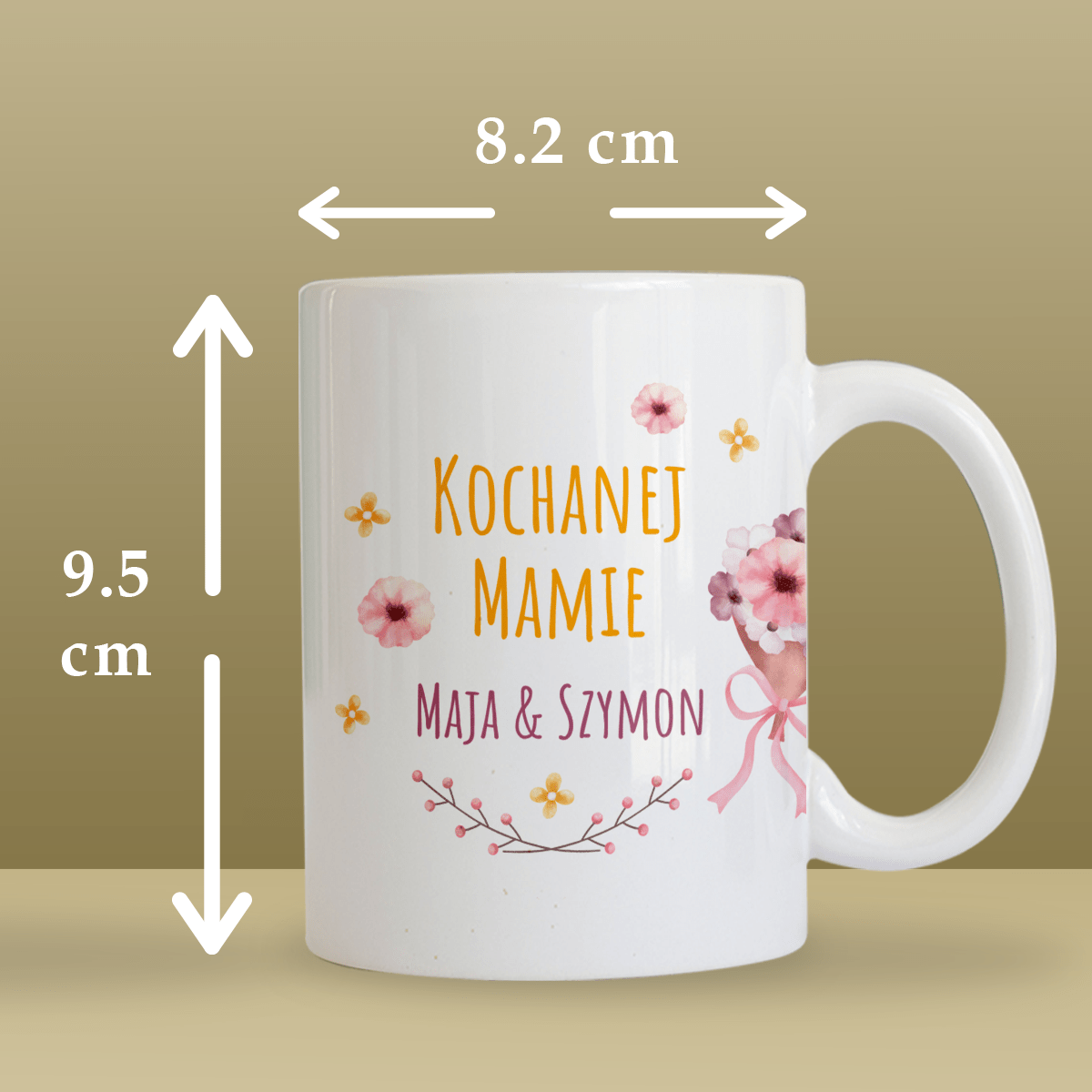 Kochanej mamie - 1x Kubek z nadrukiem, spersonalizowany prezent dla mamy - Adamell.pl