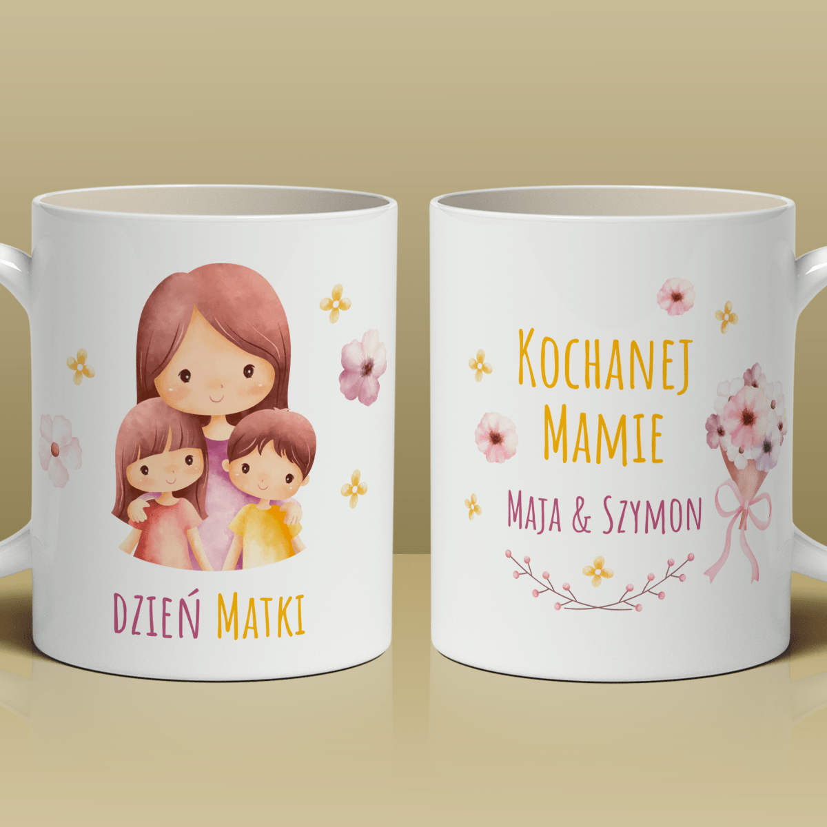 Kochanej mamie - 1x Kubek z nadrukiem, spersonalizowany prezent dla mamy - Adamell.pl