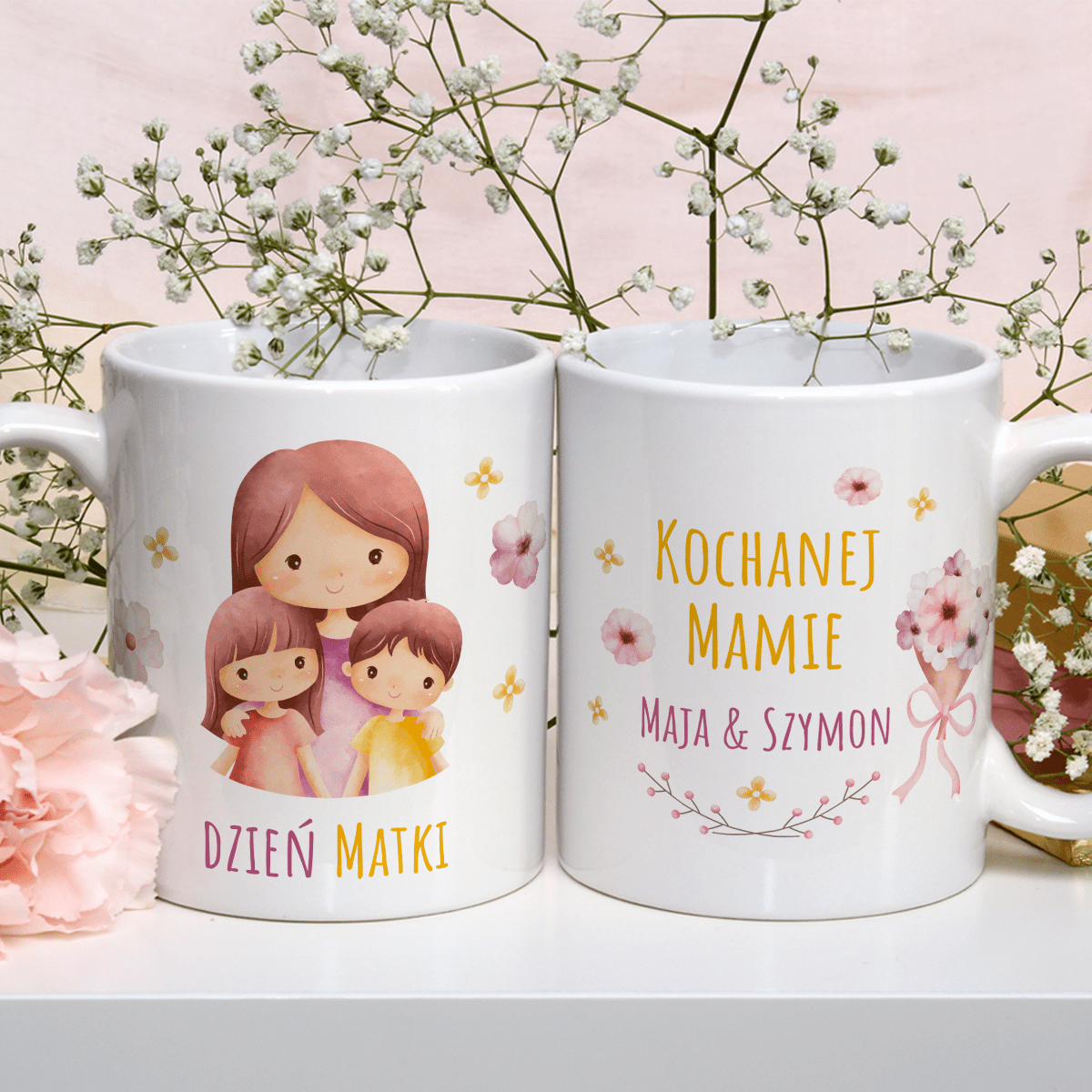 Kochanej mamie - 1x Kubek z nadrukiem, spersonalizowany prezent dla mamy - Adamell.pl