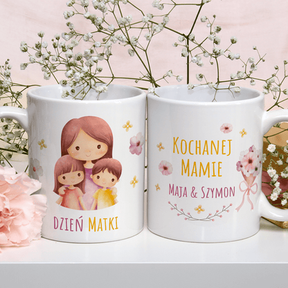 Kochanej mamie - 1x Kubek z nadrukiem, spersonalizowany prezent dla mamy - Adamell.pl